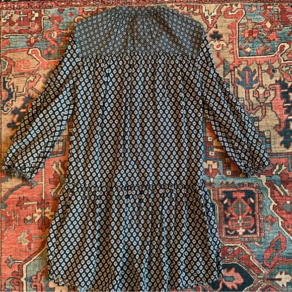 Joie-Black and White Floral Print Long Sleeve Button-Up Drop Waist Dress Sz S - Picture 2 of 13